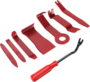 Nilight 8pcs Auto Trim Removal Tool Set, Interior Car Panel Clip Fastener Removal Kit No-Scratch Removal Tool Kit for Car Audio Dash Window Molding Fastener Remover Tool Kit (Red)