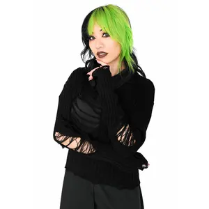 Daria black Distressed Sweater