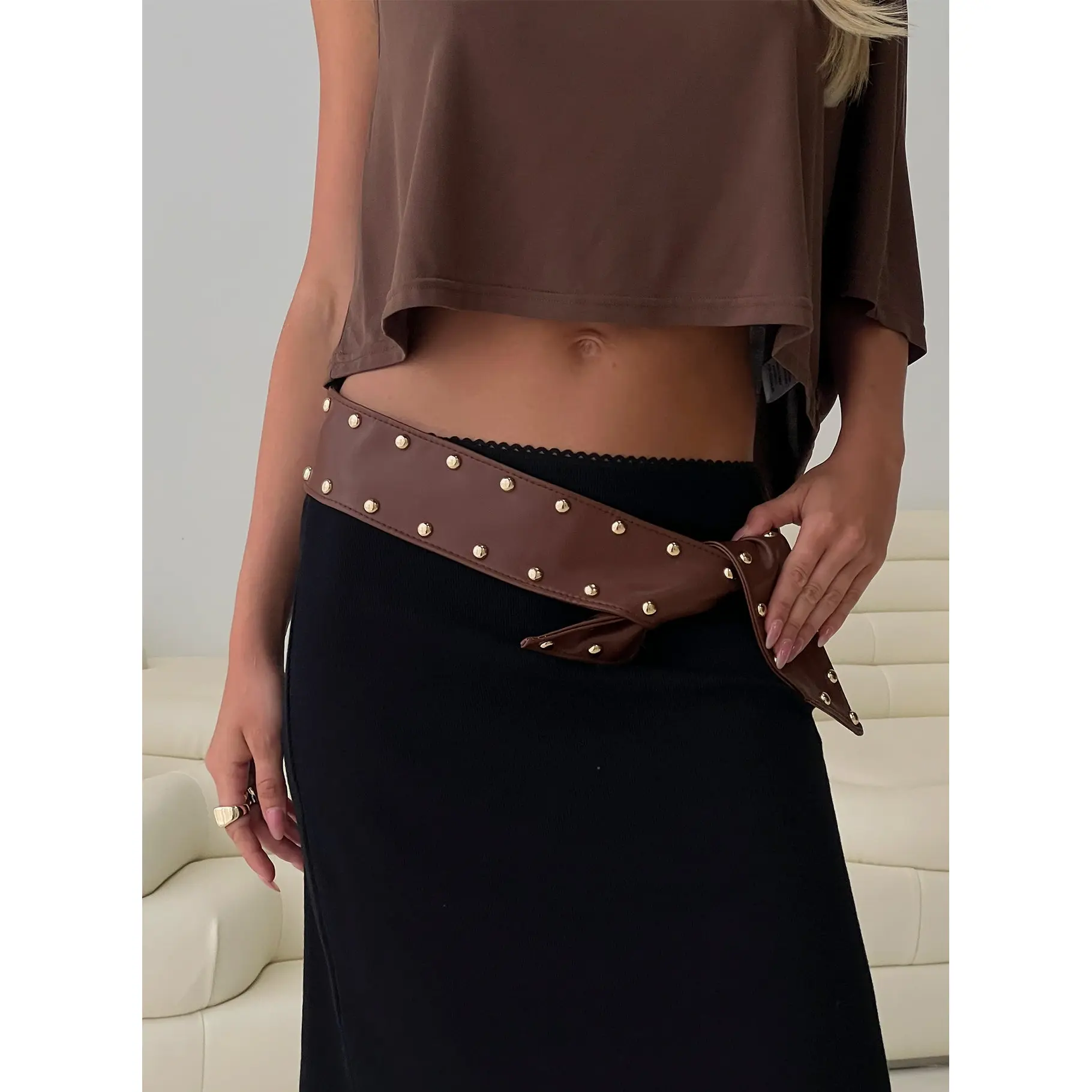 City Of Dreams Faux Leather Belt Brown / Gold