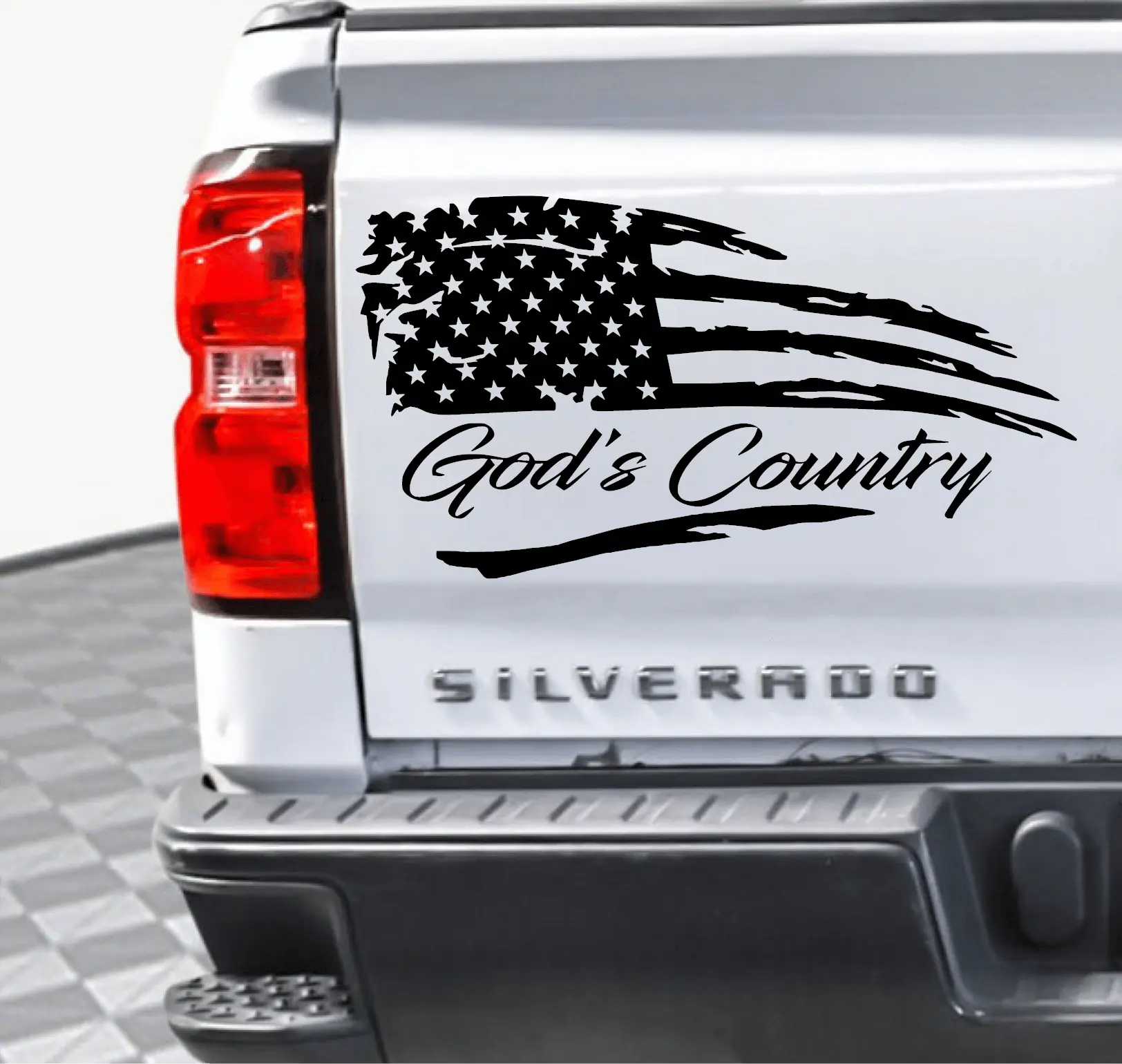 Thrilling Signs | God's Country Tattered American Flag Decal – High-Quality Patriotic Sticker