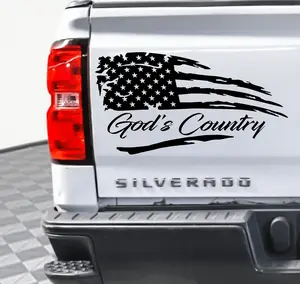 Thrilling Signs | God's Country Tattered American Flag Decal – High-Quality Patriotic Sticker