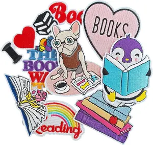 9 Pcs 100 Days of School Iron on Patches, Back to School Theme Embroidery Patches, Cute Iron on for Clothes, Jeans, Hats, Etc