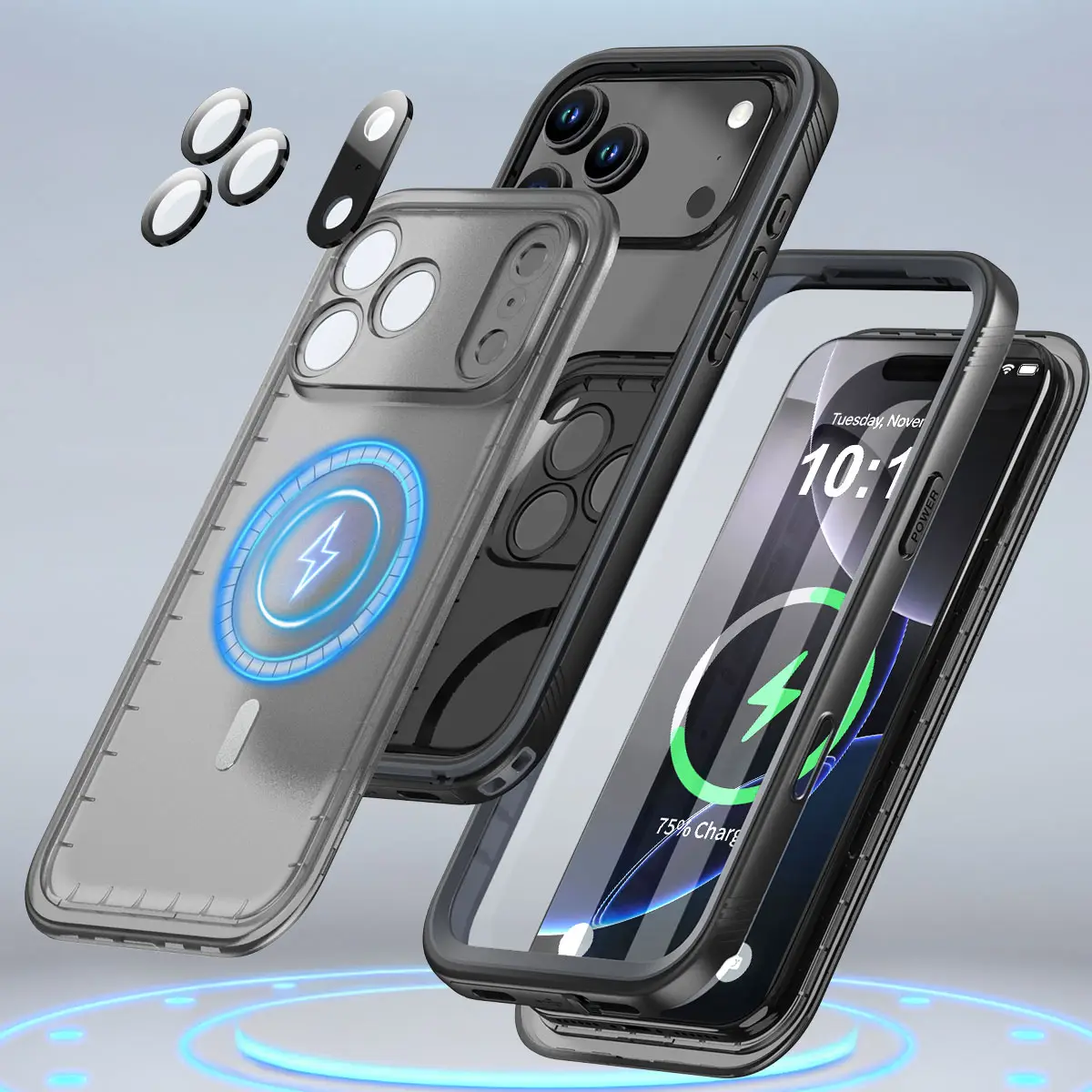 [3-in-1] SPORTLINK Phone Case | Built in Screen & Camera Lens Protector for iPhone 17/16/15/14/13/12/11 & Samsung S24/S25Ultra | MagSafe Charging | |