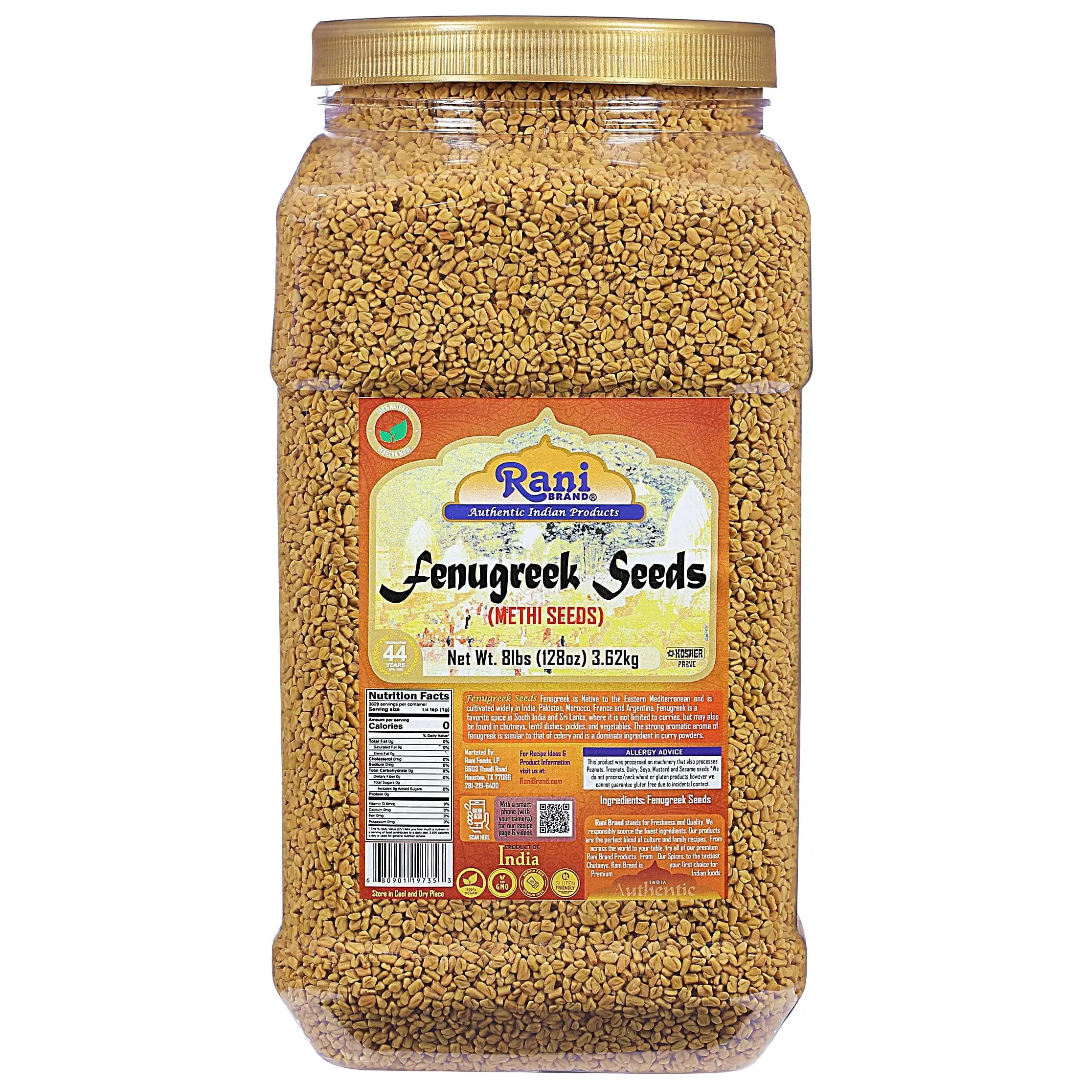 Fenugreek (Methi) Whole Seeds - 128oz (8lbs) 3.62kg - Rani Brand Authentic Indian Products