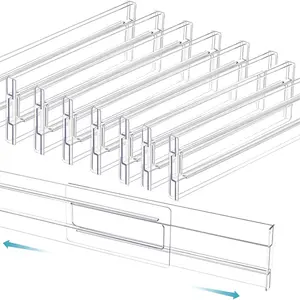 Drawer Divider Set of 8, Adjustable and Expandable, 3.14 Inches Tall, Transparent Plastic Organizer, Ideal for Closet, Office, Bedroom, Kitchen
