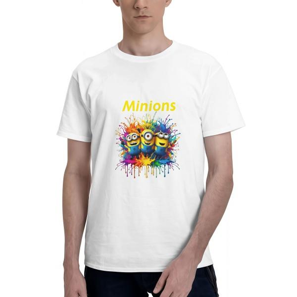 Minions Tie Dye Couple T-Shirts, Matching Cartoon Graphic Tees for Him & Her, Cute Funny Summer Casual Tops, Gift for Despicable Me Fans