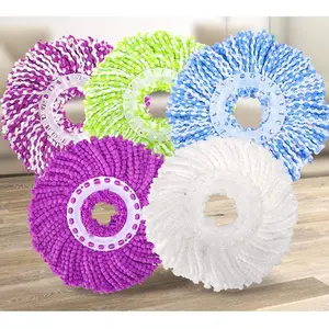 5 Pack Replacement Microfiber Mop Head Refill for 360° Spin Mop, Round Shape Standard Size