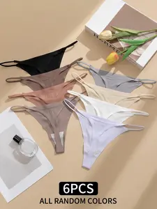 Women's Bikini Panties Set, Soft Low Waist Seamless Thin Straps, Transparent Elegant Comfortable, Versatile Fashion Light Underwear