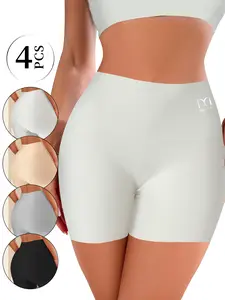 QUASTI 4-Piece High-Waisted Tummy Control Seamless Women's Shaping Panties, Breathable, Soft and Smooth Fabric, Butt Lifting Shapewear, Solid Color, Close-Fitting Shaping Panties, Everyday Comfort, Sizes S-5XL