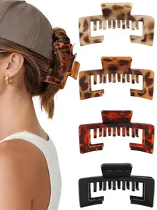 4-Pack of Leopard-Print Hair Clips for Hats; Suitable for Baseball Caps and Trucker Hats; Women's Hair Clips; Designed for Thick Hair; Specialized Hair Accessories for Hat Styles; Gift