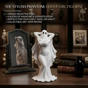Gothic Style Ghost Girl Figurine, Collectible Handmade Decorative Ornament, Creative Art Display Piece for Home Office Decoration