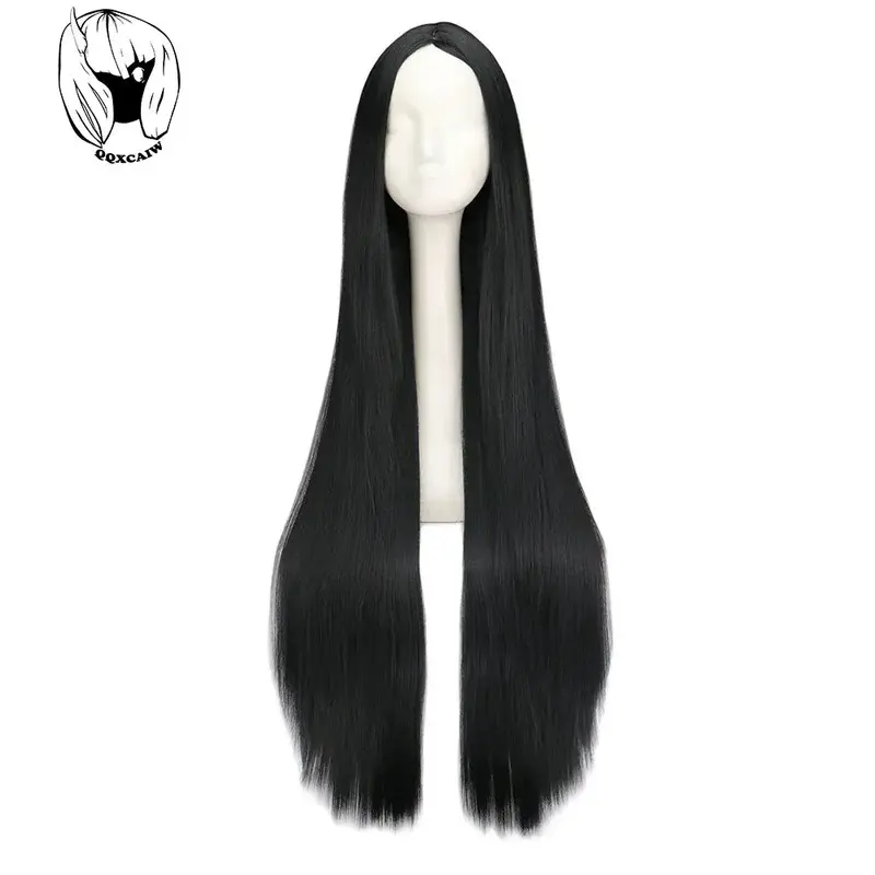 2026 New  Black Wig 100CM/40 Inches Long Wigs Synthetic Heat Resistant Halloween Carnival Costume Cosplay Straight Hair