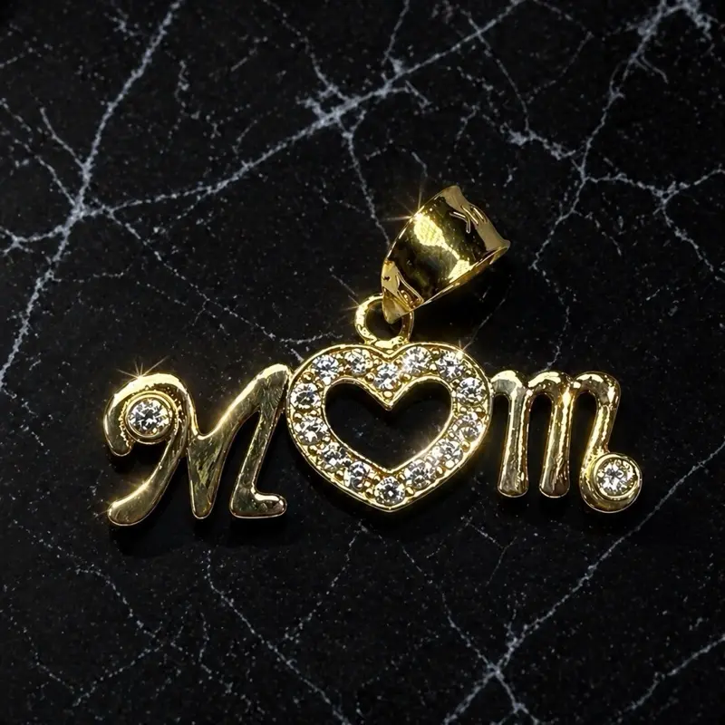 10K  Gold “Mom” Heart Pendant