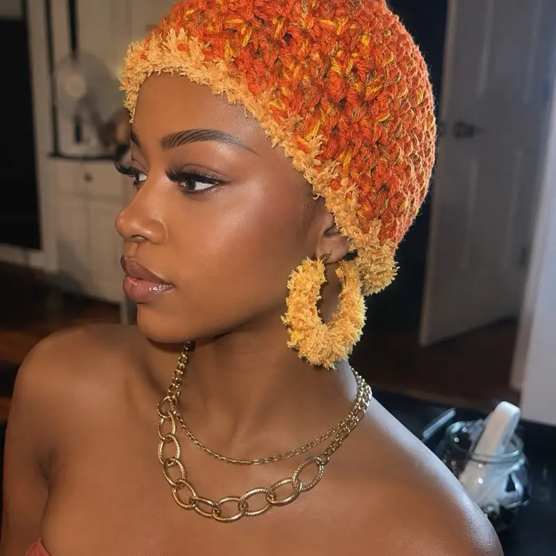 SETS! Handmade Crochet Beanie with matching earrings Collection - No Restocks, Fabric Construction, Casual Stylish Fashion Accessory