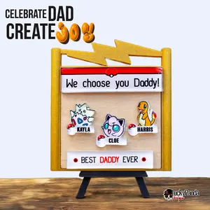 Personalized Pokémon Acrylic Plaque - Custom Gift for Dad - "We Choose You, Daddy!" - Personalized Design for Father's Day