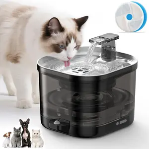 Cat Water Dispenser 2.2L/74oz Stainless Steel Automatic Pet Fountain for Cats & Small Dogs Quiet Pump Multi-Stage Filtration Indoor Use 20-second Water Stream 5000mAh Battery USB Charge