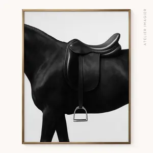 Black and White Horse Print Photography • Equestrian Saddle Art Poster - Trendy Preppy Apartment Gift -Poster Unframed
