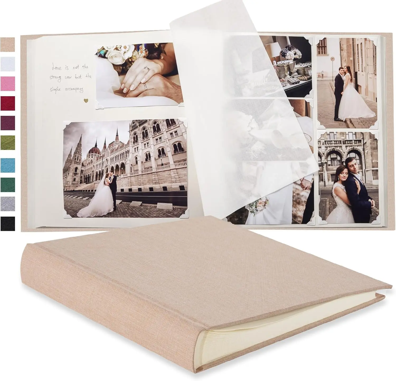 Large DIY Scrapbook Photo Album 100 pages with Writing Space for 3x5 4x6 5x7 6x8 8x10 Pictures for  Wedding Family  Anniversary Photo Album (Beige)