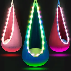 Christmas Gift for 3+Years Old Pod Swing with LED Lights & Inflatable Pillow Hanging Hammock Swing for Indoor & Outdoor Sensory Chair for Ages 8-13