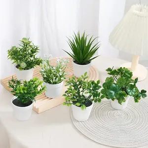 Artificial Potted Plant, 6 Counts Mini Faux Potted Plant, Decorative Plants for Home Living Room Bedroom Dining Room, Home Decor Supplies, Artificial Plant Set