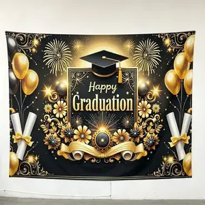 Graduation Party Backdrop, 1 Count Graduation Party Banner, Photo Props Background Cloth, Graduation Party Decoration Supplies, Ornaments