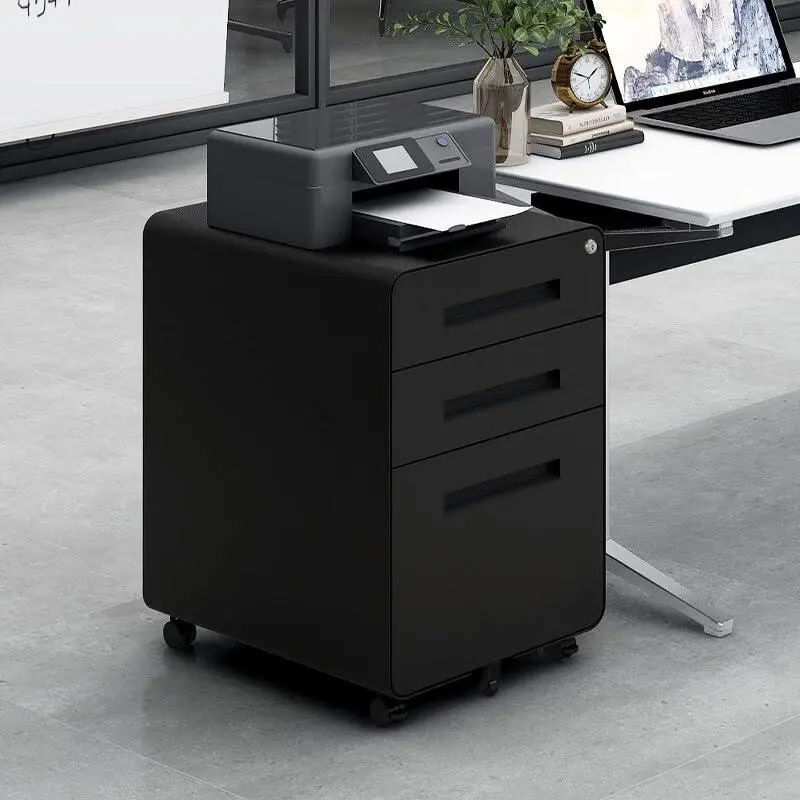 Garvee 3 Drawer File Cabinet with Lock, Mobile Metal Filing Cabinet | for Letter/Legal/A4 Size, Under Desk Rolling Office Storage Cabinet, Fully Assembled, Black