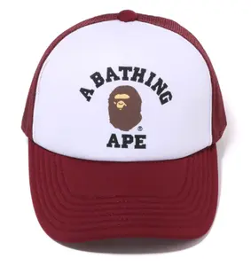Bape College Trucker Hat Burgundy