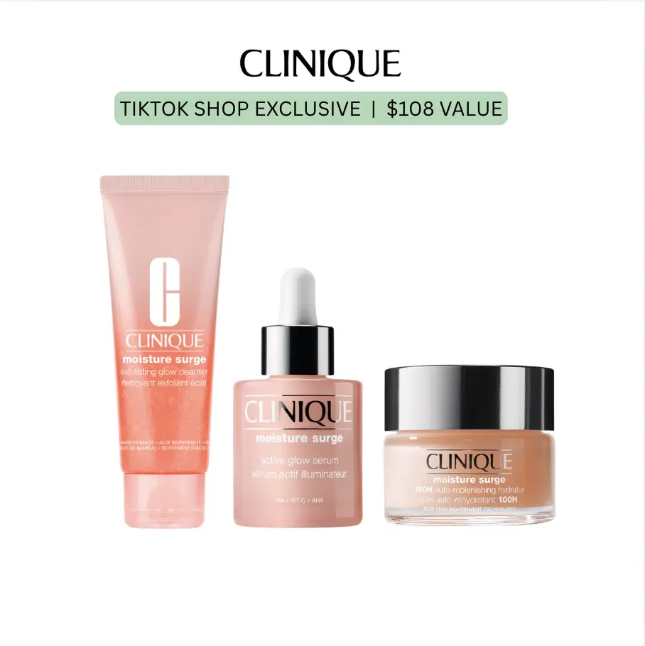 [Clinique] Moisture Surge Trio Routine | Skincare | Hydrating | Gentle | Brightening | Sensitive Skin | Hyaluronic Acid | Vitamin C | Fragrance Free