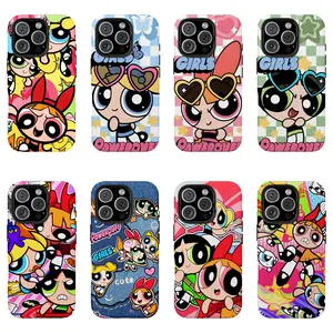 Kawaii Powerpuffs Anime Girls Film Shell Painting Cute Phone Cases For iPhone 17 Promax Pro Air 16 Plus 15 14 13 12 11 and SS Galaxy S22 S23 S24 S25 S26 Shockproof Protective Cover Best Gifts of Christmas Halloween Birthday Valentine