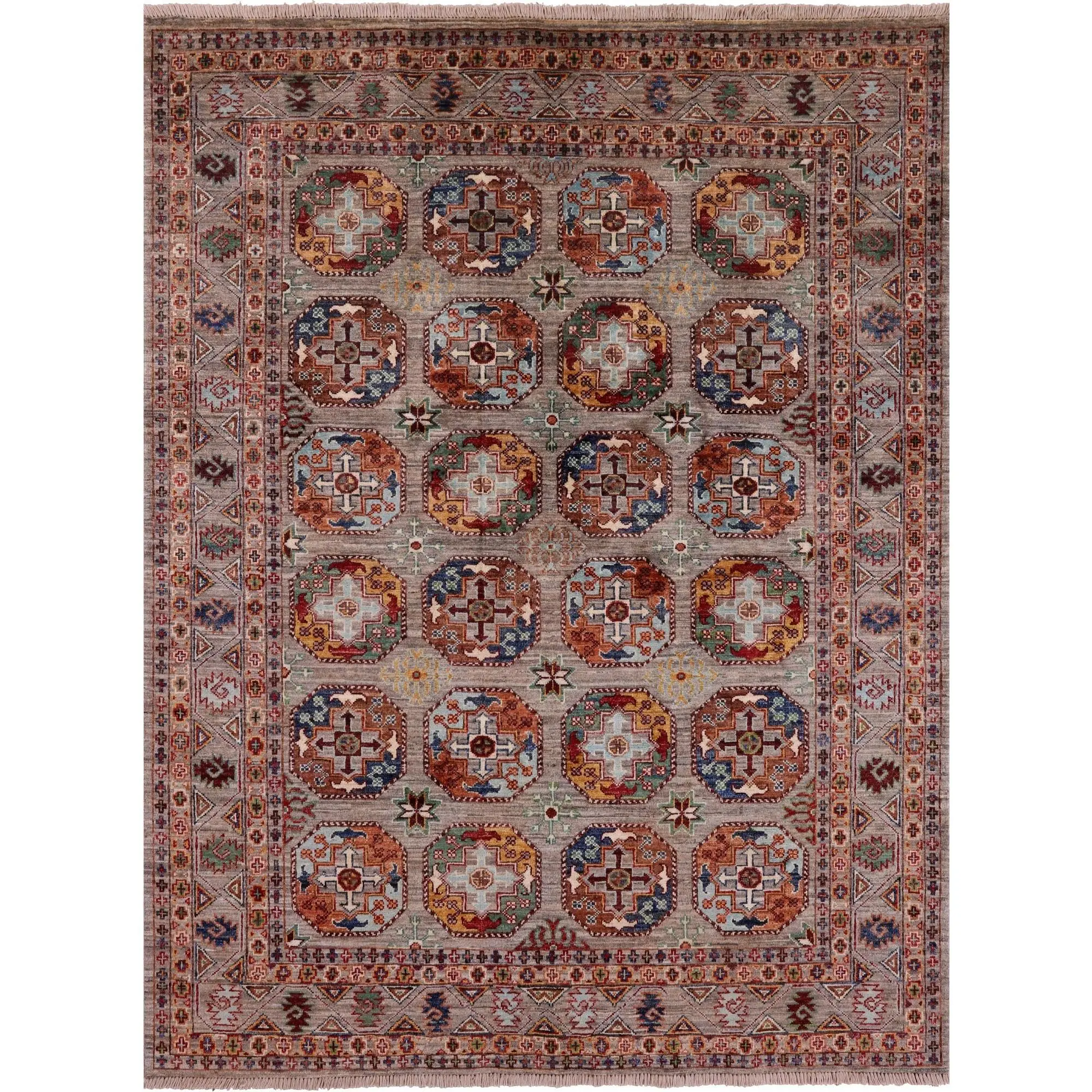 Turkmen Ersari Hand Knotted Wool Rug - 5' 0" X 6' 6"
