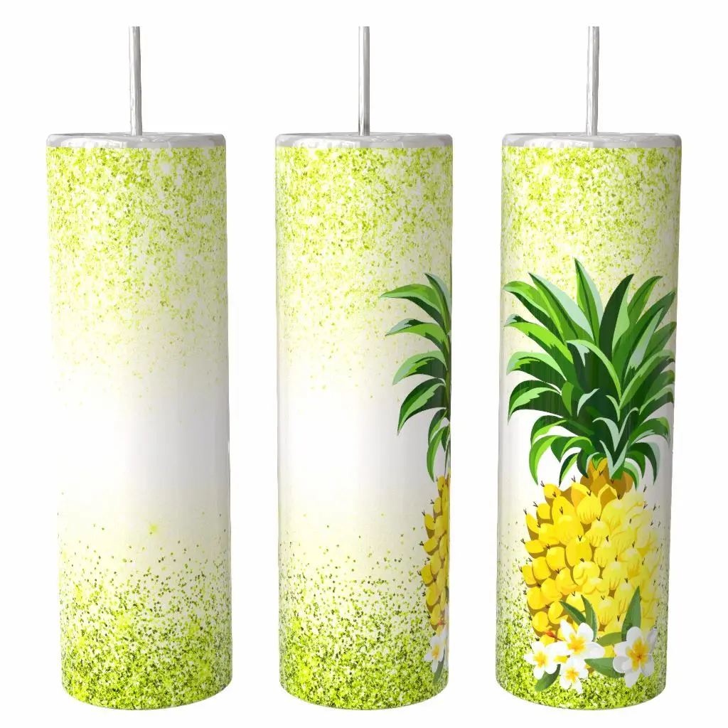 Pineapple Add A Name  20 oz Tumbler Coffee Drinkware Insulated Lid Skinny Portable