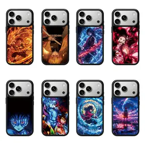 【Black Frame Transparent Magnetic Case】Demon Slayer: Kimetsu no Yaiba III Phone Case iPhone17ProMax MagSafe Phone Case 16Pro Shockproof Case Compatible with iPhone15/14/13/12