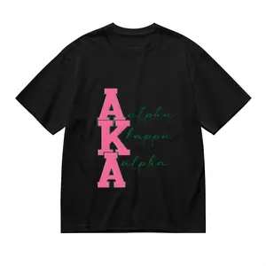 AKA Sorority Crew Neck Tee, Pink & Green T-Shirt, Women's AKA Sorority, Pretty Cute Aka Tee T-Shirt, Comfortable Fit, AKA Letter Printed T-Shirt, Women's Casual Short  T-Shirt-220g