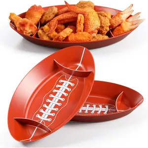 2 count Football Serving Trays Plastic  Day Football Theme Candy Bowls  Brown Color Dessert Platter Dish for Big   Birthday  Storage Charcuterie Board Serving Supplies