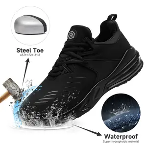 Upgraded Men's Waterproof Steel-Toe Shoes Waterproof & Slip-Resistant Work Shoes | Lightweight & Comfortable Sneakers Durable Design with Tennis Air Cushion Shock Absorption | Oil-Resistant & Easy Wipe-Clean