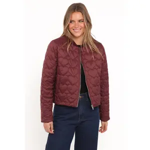Genevieve Quilted Bomber - Cherry
