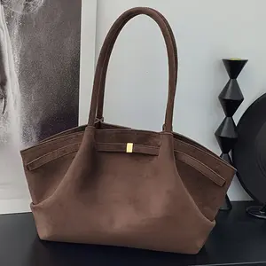 Women's Vintage Large Tote Bag - Soft -Like Texture Handbag with ic Closure, Coffee/Navy/Red/Burgundy/Black, Elegant Work, Shopping & Gift Handbag (No Hardware Closure) Luxurious Feel Style