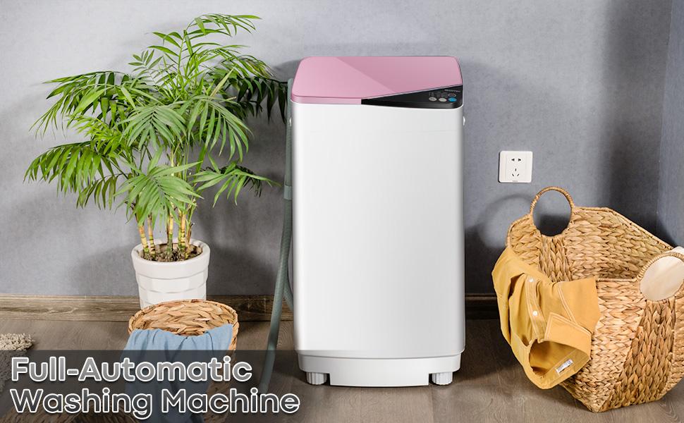 [Costway] Full-Automatic Washing Machine Portable Washer and Spin Dryer 8lbs Capacity Compact Laundry Washer with Built-in Barrel Light Drain Pump and Long Hose for Apartments Camping-springtok