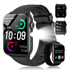 Smart Watch for Men Women - 1.91''HD Screen with Make and Answer Calls, with AI Voice Assistant, With LED lights,100+ Sports Modes, Smartwatch for Android and iOS (2 Straps)