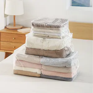 Transparent zipper storage bag with handle - plastic storage bag for sweaters and clothes - garment organizer for moving. Suitable for T-shirts, sweaters, and thin bed sheets. It's your own container, helping you keep your home tidy.