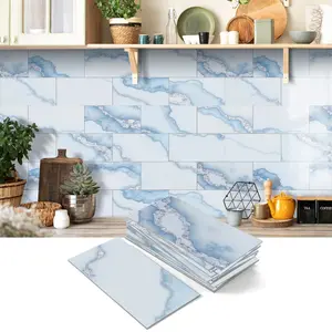 16/32pcs DIY Friendly Backsplash Kit - 4x8 Inch Marble Pattern Stickers, Self-Adhesive & Waterproof, Heat Resistant For Behind Stove, Sink And Washer​​