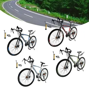 26 Inch Road Bike Racing Bicycle 27 Speed High Carbon Steel Frame Rigid Fork Mechanical Double Disc Brakes Variable Speed Shifter Black Blue Green Red White