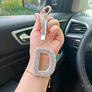 Sparkling Full Rhinestone Alphabet Keychain, Custom Initial Crystal Car Key Ring, Elegant Letter Bag Pendant Charm for Women & Girls