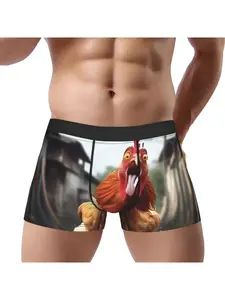 1 piece Interesting Screaming Rooster Underpants Breathable Panties Men's Underwear Print Shorts Boxer Briefs