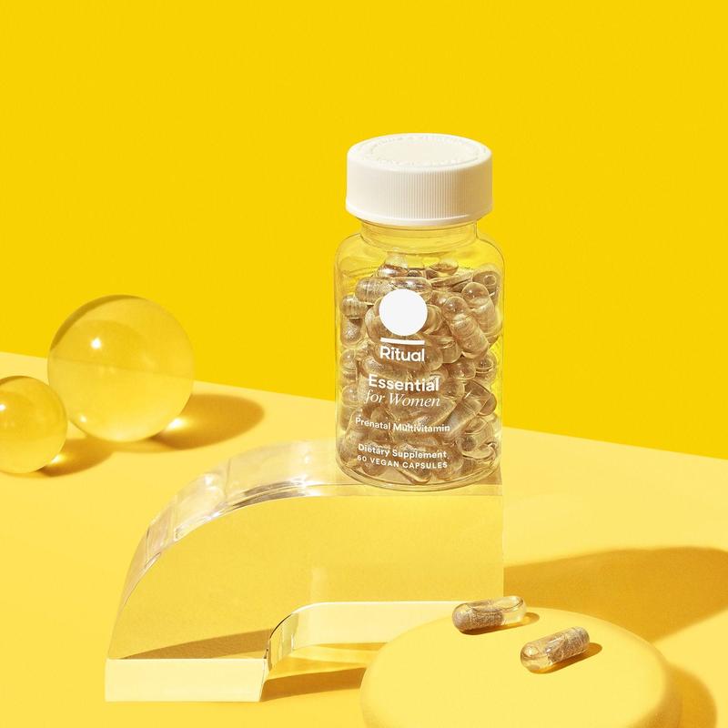 Ritual Essential for Women Prenatal Multivitamin: Folate & Choline for Neural Tube Support, Omega-3 DHA for Fetal Brain Development, Iron, Calcium-Helper D3 & K2, Non-GMO, Vegan, Citrus