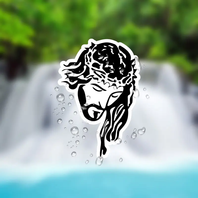 A Unique Shaped Matte Jesus Christ Christian Symbol Sticker Suitable for Glass and Metal Surfaces, Suitable for Laptops, Suitcases, Car Bumpers, Refrigerators, Windows, Toolboxes, Water Bottles, Etc, Sticker for Cars, Car Decorative Sticker