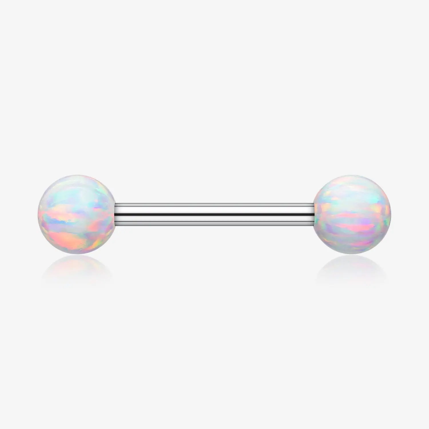 A Pair of Implant Grade Titanium Iridescent Fire Opal Ball Internally Threaded Nipple Barbell