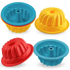 4 Inch Silicone Mini Bunt Cake Pan Set of 6, Nonstick BPA Free Fluted Tube Cake Pans for Baking, Muffins, Cupcakes