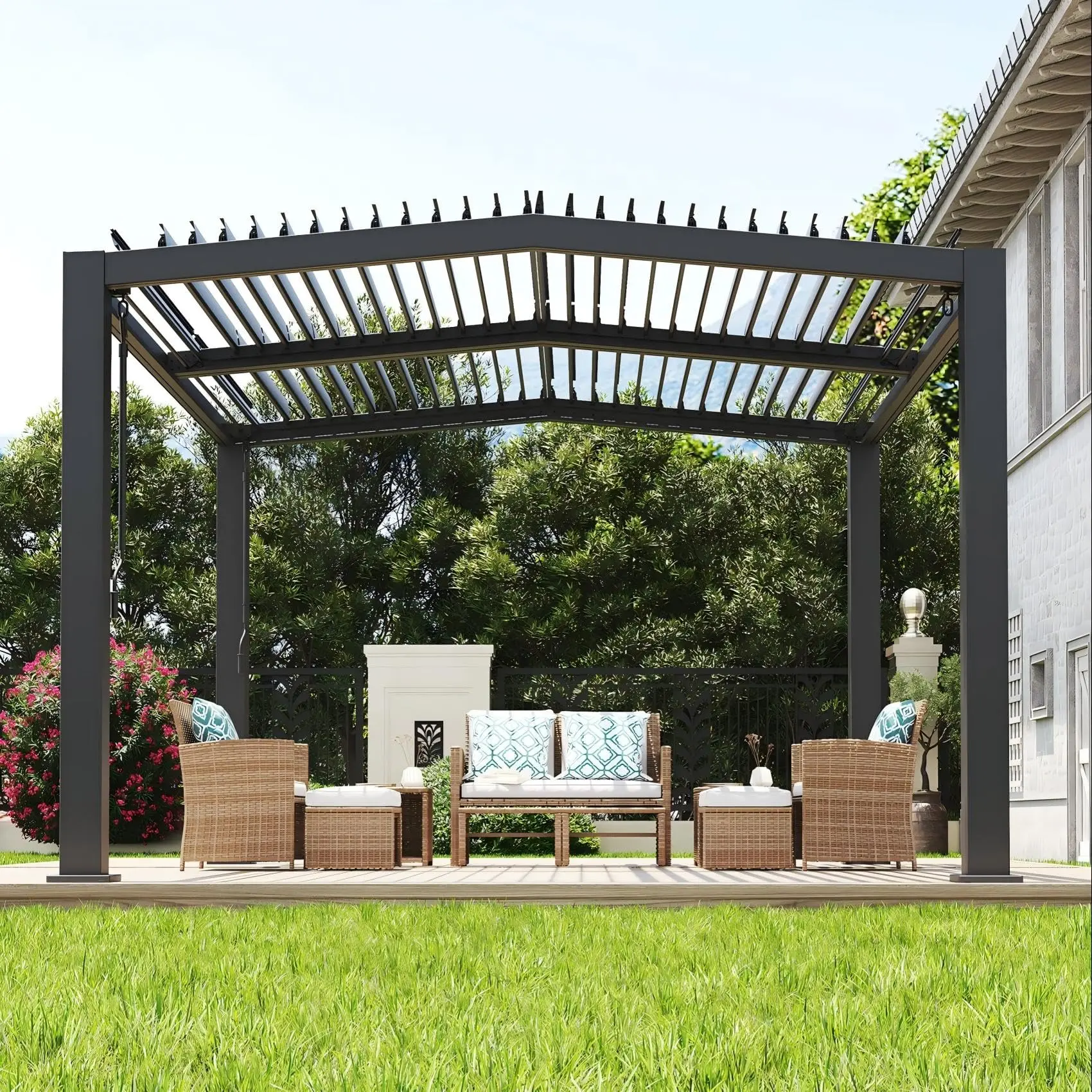Gaomon Sturdy Louvered Pergola Kit - 11'x13' Outdoor Patio Canopy, Adjustable Pre-Labeled Louvered Roof, Reinforced Aluminum Frame, Integrated Drainage System for Deck, Backyard Use