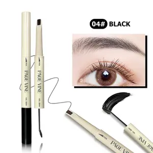 Double Ended Eyebrow Pencil with Brow Mascara for Natural Fluffy Brows, Waterproof Long Lasting Brow Pen with Soft Brush Head, Easy Brow Makeup for Sparse Eyebrows, Travel Friendly Daily Beauty Essential